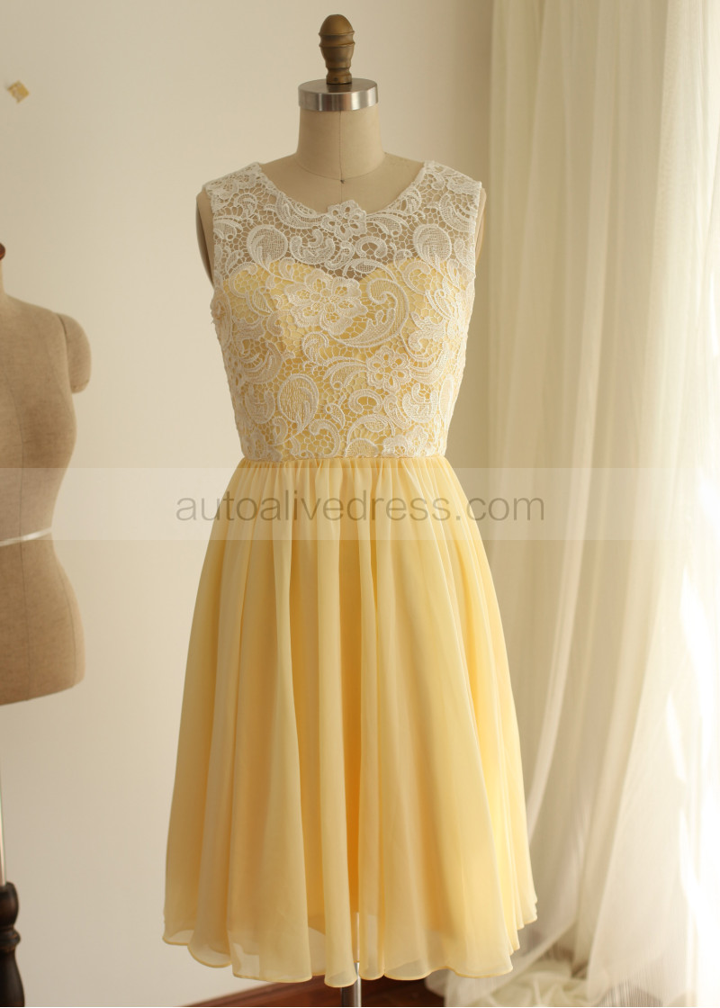 Short Ivory Lace Prom Dress
